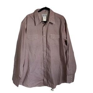 Wrangler Wrancher Mens Western Pearl Snap Shirt 2XT Rodeo Cowboy Equestrian Farm